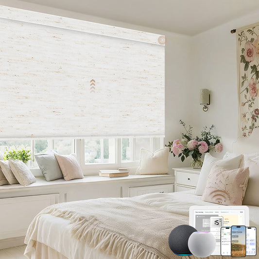 Kincmo Motorized Roller Shades 100% Blackout - Linen