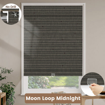 Kincmo No Drill Cordless Woven Wood Shades 50%/70%/100% Blackout - Designer
