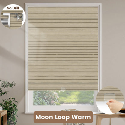 Kincmo No Drill Cordless Woven Wood Shades 50%/70%/100% Blackout - Designer