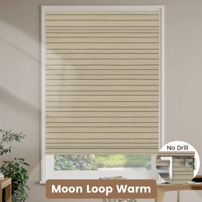 Kincmo No Drill Woven Wood Shades, Motorized 50%/70%/100% Blackout - Designer