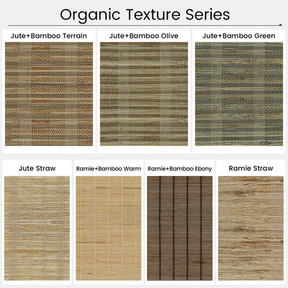 Kincmo Motorized Woven Wood Shades 50%/70%/100% Blackout - Organic Texture