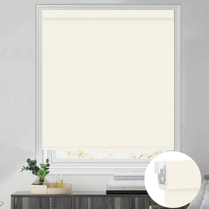 Kincmo No Drill Shades, Motorized 100% Blackout - Pure