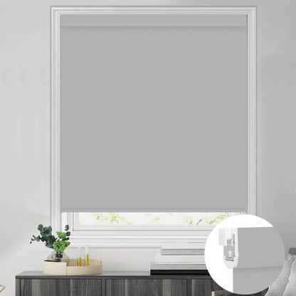 Kincmo No Drill Shades, Motorized 100% Blackout - Pure