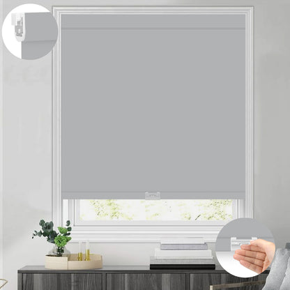 Kincmo No Drill Cordless Roller Shades 100% Blackout - Pure