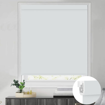 Kincmo No Drill Shades, Motorized 100% Blackout - Pure