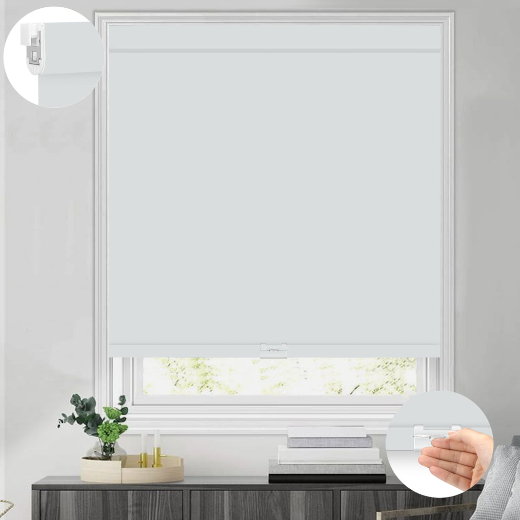 Kincmo No Drill Cordless Roller Shades 100% Blackout - Pure