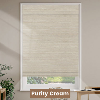 Kincmo Motorized Natural Woven Wood Shades 50%/70%/100% Blackout - Designer