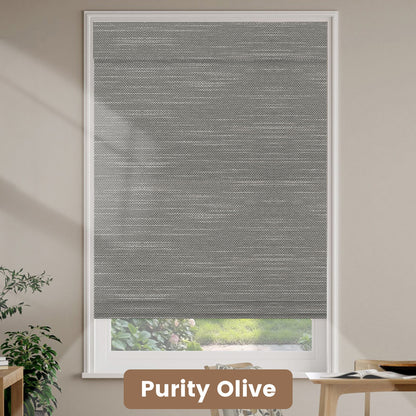 Kincmo Motorized Natural Woven Wood Shades 50%/70%/100% Blackout - Designer