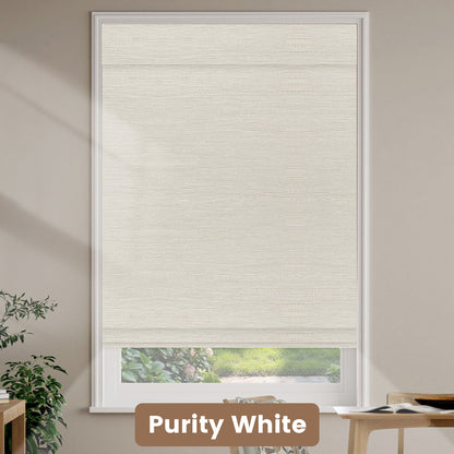 Kincmo Motorized Natural Woven Wood Shades 50%/70%/100% Blackout - Designer