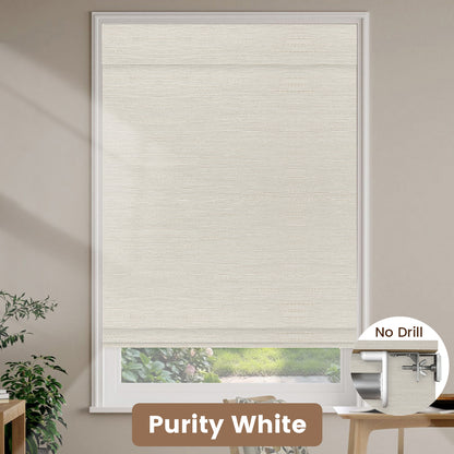 Kincmo No Drill Woven Wood Shades, Motorized 50%/70%/100% Blackout - Designer
