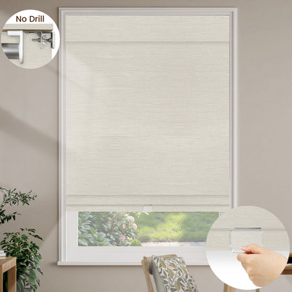 Kincmo No Drill Cordless Woven Wood Shades 50%/70%/100% Blackout - Designer