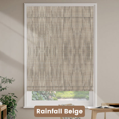 Kincmo Motorized Natural Woven Wood Shades 50%/70%/100% Blackout - Designer