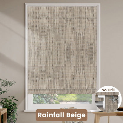 Kincmo No Drill Woven Wood Shades, Motorized 50%/70%/100% Blackout - Designer