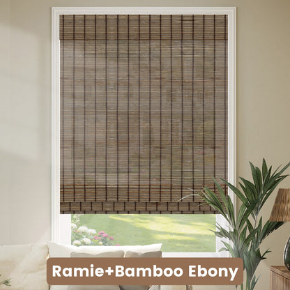 Kincmo Motorized Woven Wood Shades 50%/70%/100% Blackout - Organic Texture