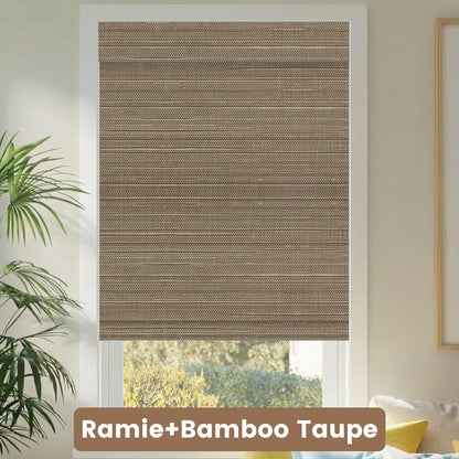 Kincmo Motorized Woven Wood Shades 50%/70%/100% Blackout - Natural Rustic
