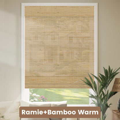 Kincmo Motorized Woven Wood Shades 50%/70%/100% Blackout - Organic Texture