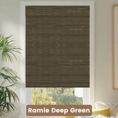 Kincmo Motorized Woven Wood Shades 50%/70%/100% Blackout - Natural Rustic
