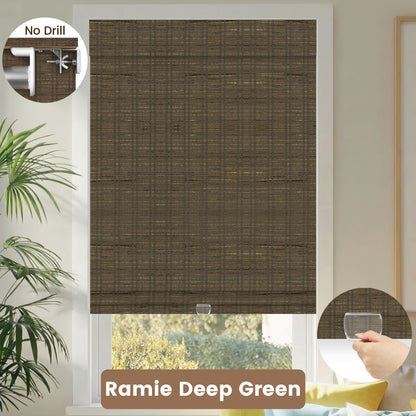 Kincmo No Drill Cordless Woven Wood Shades 50%/70%/100% Blackout - Natural Rustic