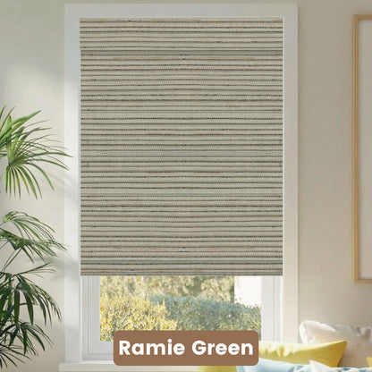 Kincmo Motorized Woven Wood Shades 50%/70%/100% Blackout - Natural Rustic