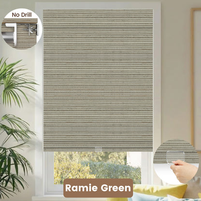 Kincmo No Drill Cordless Woven Wood Shades 50%/70%/100% Blackout - Natural Rustic