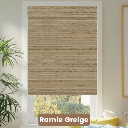 Kincmo Motorized Woven Wood Shades 50%/70%/100% Blackout - Natural Rustic