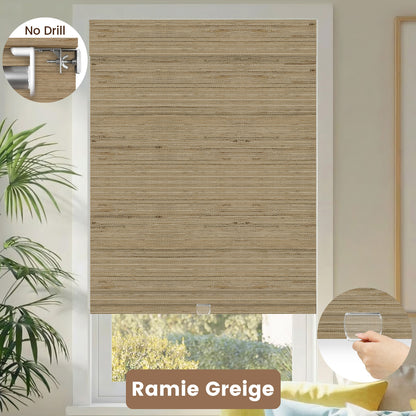 Kincmo No Drill Cordless Woven Wood Shades 50%/70%/100% Blackout - Natural Rustic