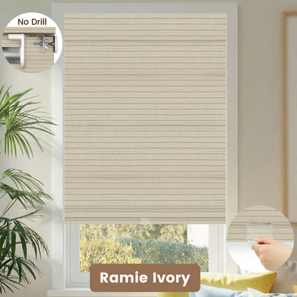 Kincmo No Drill Cordless Woven Wood Shades 50%/70%/100% Blackout - Natural Rustic