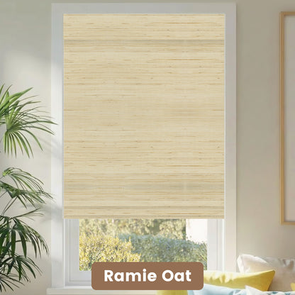 Kincmo Motorized Woven Wood Shades 50%/70%/100% Blackout - Natural Rustic