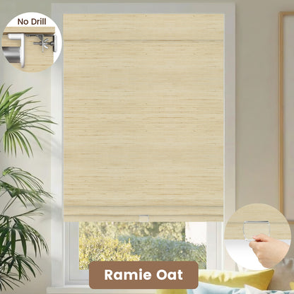 Kincmo No Drill Cordless Woven Wood Shades 50%/70%/100% Blackout - Natural Rustic