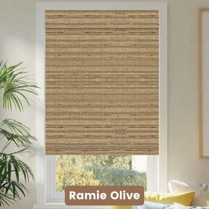 Kincmo Motorized Woven Wood Shades 50%/70%/100% Blackout - Natural Rustic