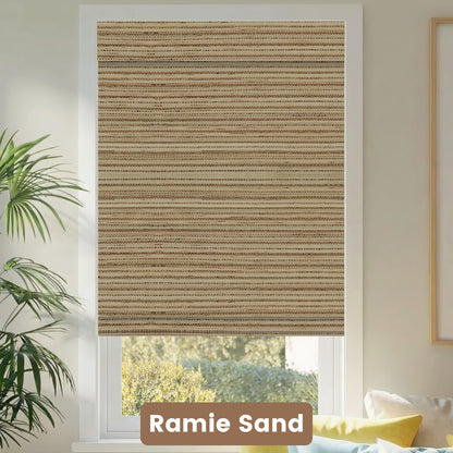 Kincmo Motorized Woven Wood Shades 50%/70%/100% Blackout - Natural Rustic