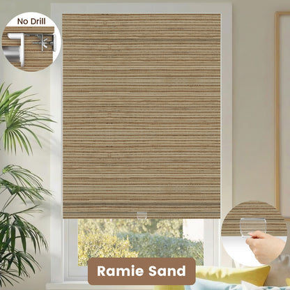 Kincmo No Drill Cordless Woven Wood Shades 50%/70%/100% Blackout - Natural Rustic