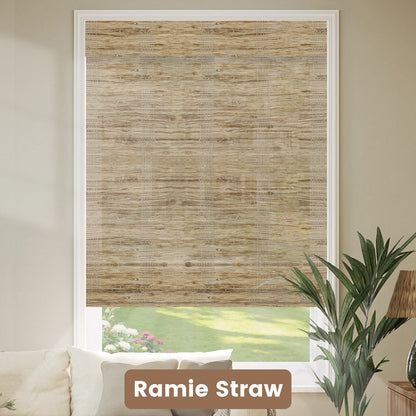 Kincmo Motorized Woven Wood Shades 50%/70%/100% Blackout - Organic Texture