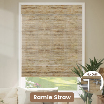 Kincmo No Drill Woven Wood Shades, Motorized 50%/70%/100% Blackout - Organic Texture