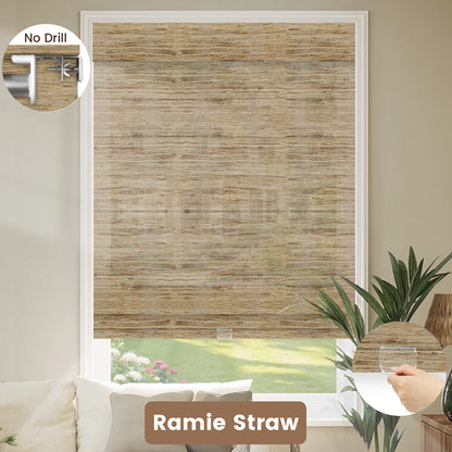 Kincmo No Drill Cordless Woven Wood Shades 50%/70%/100% Blackout - Organic Texture
