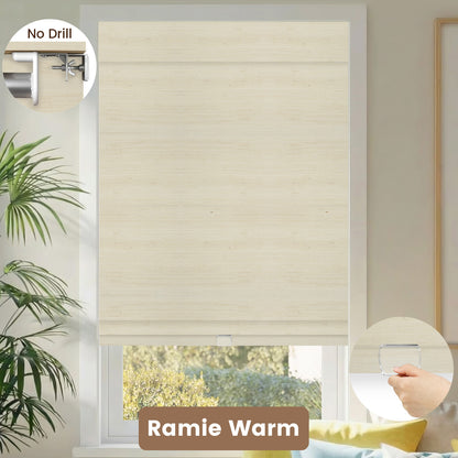 Kincmo No Drill Cordless Woven Wood Shades 50%/70%/100% Blackout - Natural Rustic
