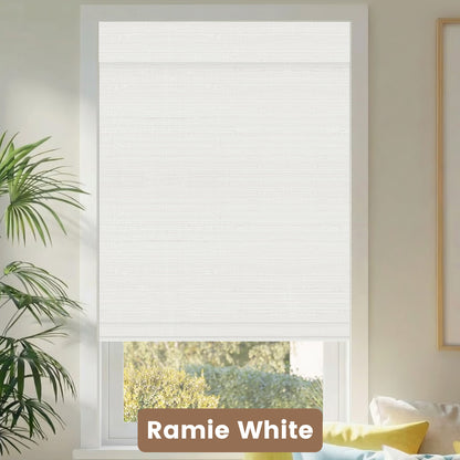 Kincmo Motorized Woven Wood Shades 50%/70%/100% Blackout - Natural Rustic
