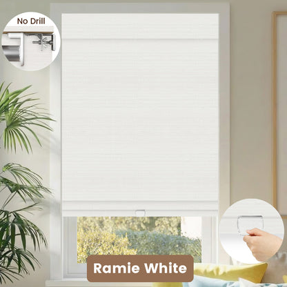 Kincmo No Drill Cordless Woven Wood Shades 50%/70%/100% Blackout - Natural Rustic