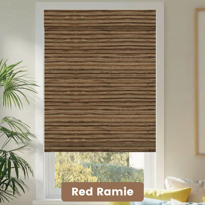Kincmo Motorized Woven Wood Shades 50%/70%/100% Blackout - Natural Rustic