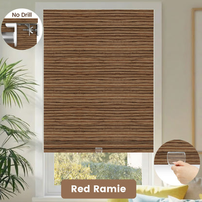 Kincmo No Drill Cordless Woven Wood Shades 50%/70%/100% Blackout - Natural Rustic