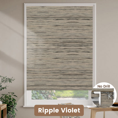 Kincmo No Drill Woven Wood Shades, Motorized 50%/70%/100% Blackout - Designer