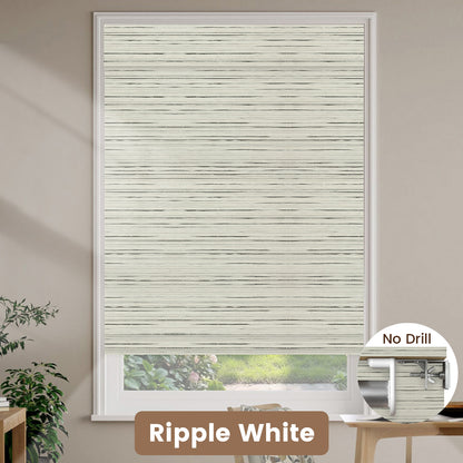 Kincmo No Drill Woven Wood Shades, Motorized 50%/70%/100% Blackout - Designer