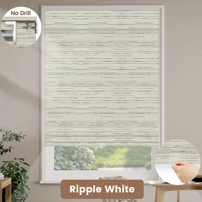 Kincmo No Drill Cordless Woven Wood Shades 50%/70%/100% Blackout - Designer