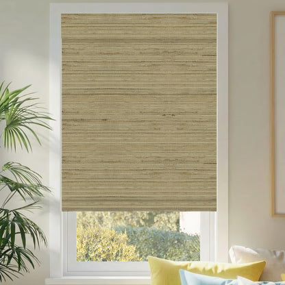 Kincmo Motorized Woven Wood Shades 50%/70%/100% Blackout - Natural Rustic