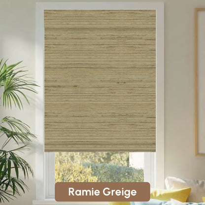 Kincmo Motorized Woven Wood Shades 50%/70%/100% Blackout - Natural Rustic