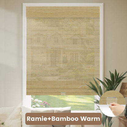 Kincmo Cordless Woven Wood Shades 50%/70%/100% Blackout - Organic Texture