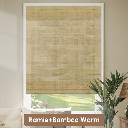 Kincmo Motorized Woven Wood Shades 50%/70%/100% Blackout - Organic Texture
