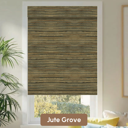 Kincmo Motorized Woven Wood Shades 50%/70%/100% Blackout - Natural Rustic