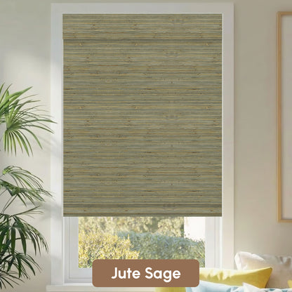 Kincmo Motorized Woven Wood Shades 50%/70%/100% Blackout - Natural Rustic