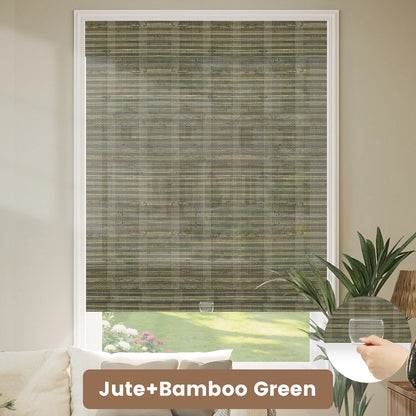 Kincmo Cordless Woven Wood Shades 50%/70%/100% Blackout - Organic Texture